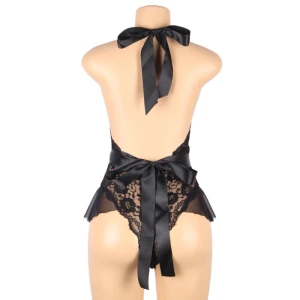 QUEEN LINGERIE DEEP V BACKLESS LACE TEDDY