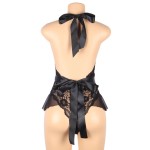 QUEEN LINGERIE DEEP V BACKLESS LACE TEDDY