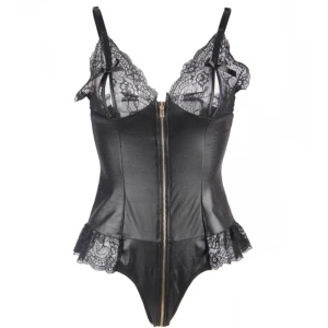 QUEEN LINGERIE LEATHER STITCHING TEDDDY