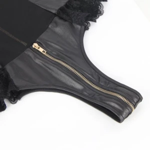 QUEEN LINGERIE LEATHER STITCHING TEDDDY