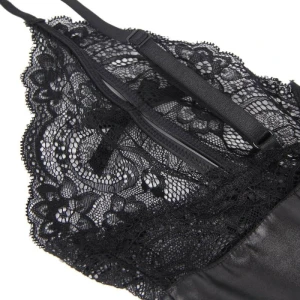 QUEEN LINGERIE LEATHER STITCHING TEDDDY