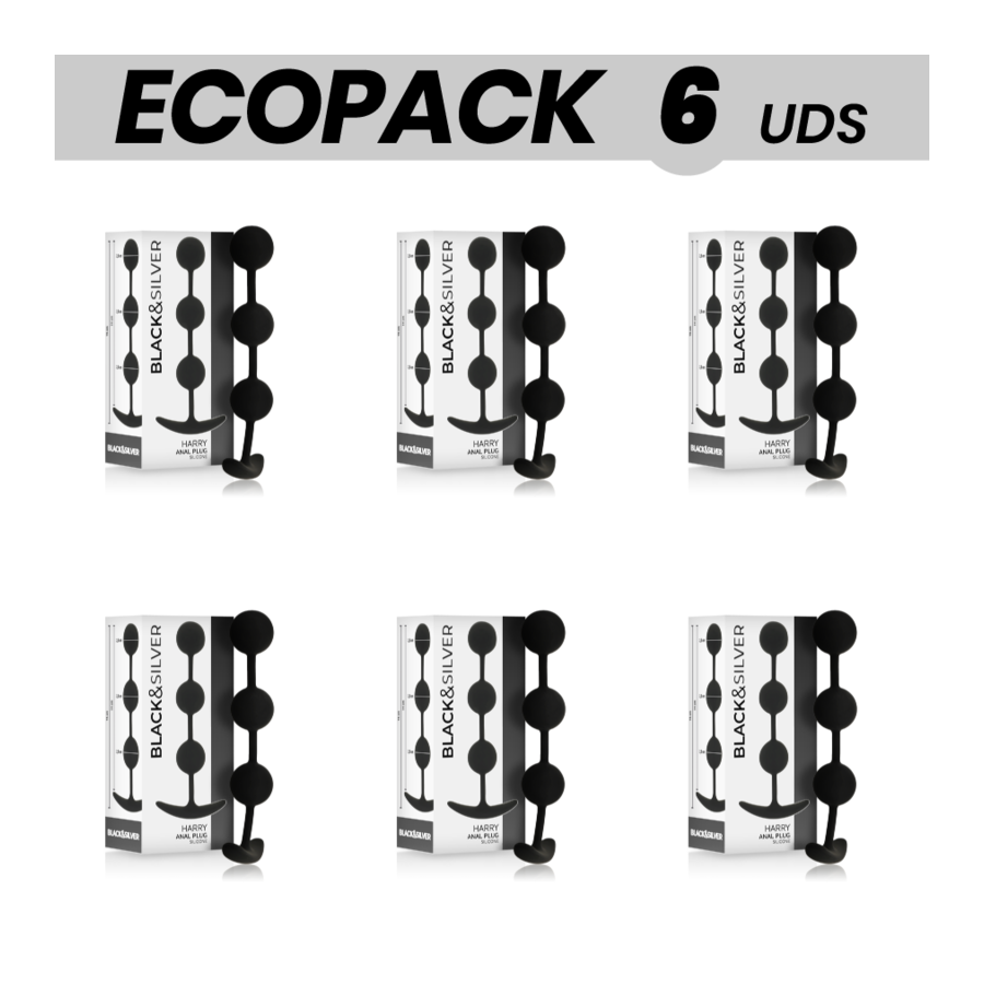 ECOPACK 6 UNITS - BLACKSILVER HARRY ANAL BALLS CHAIN 14 CM