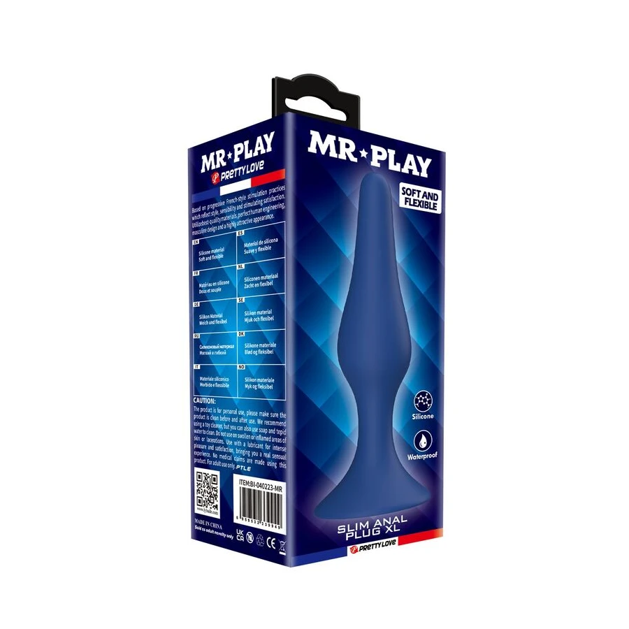 MR PLAY - TAPERED SILICONE ANAL PLUG BLUE XL