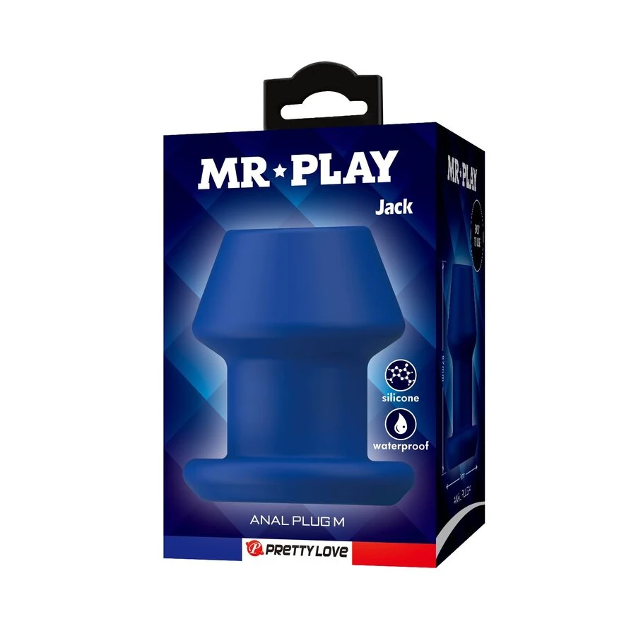 MR PLAY - JACK BLUE SILICONE HOLLOW ANAL PLUG SIZE M