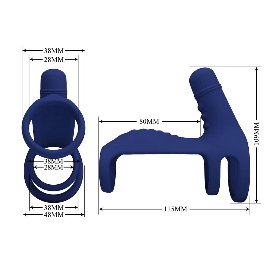 PRETTY LOVE - ELISH VIBRATING RING WITH EXTENSION BLUE