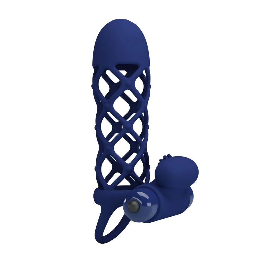 PRETTY LOVE - GIANN VIBRATOR RING WITH SILICONE SHEATH BLUE