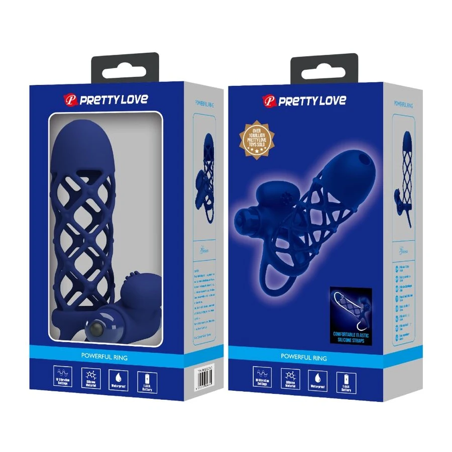 PRETTY LOVE - GIANN VIBRATOR RING WITH SILICONE SHEATH BLUE