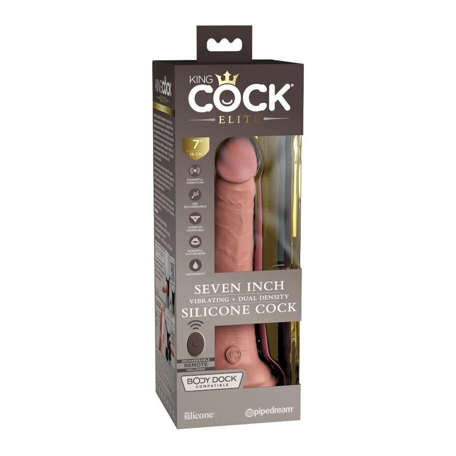 KING COCK ELITE - REALISTIC DILDO VIBRATOR  SILICONE REMOTE CONTROL 17.8 CM