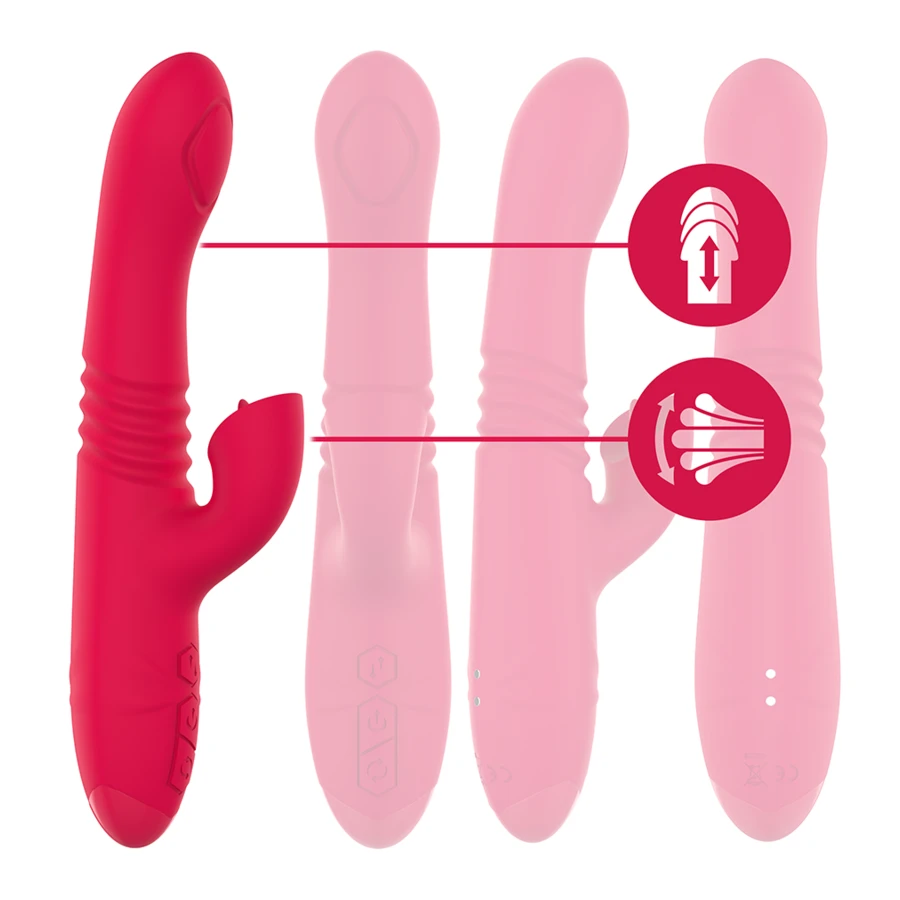 INTENSE - DUA MULTIFUNCTION RECHARGEABLE VIBRATOR UP  DOWN WITH RED TONGUE