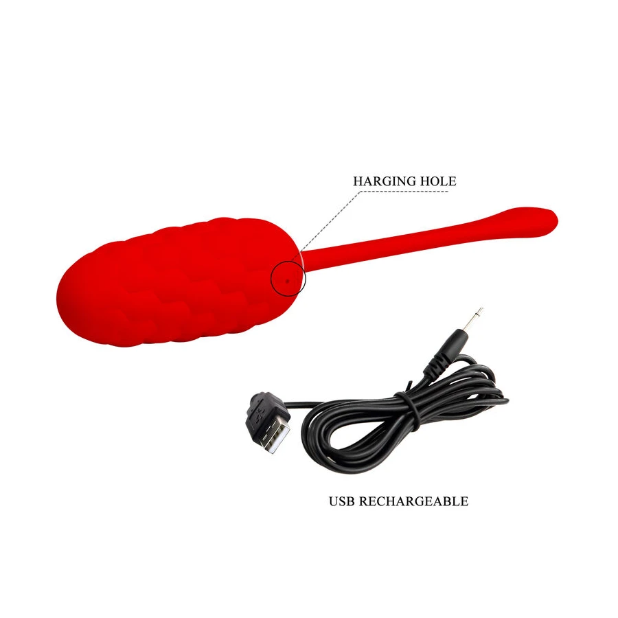 PRETTY LOVE - VIBRATING EGG WITH RED RECHARGEABLE MARINE TEXTURE